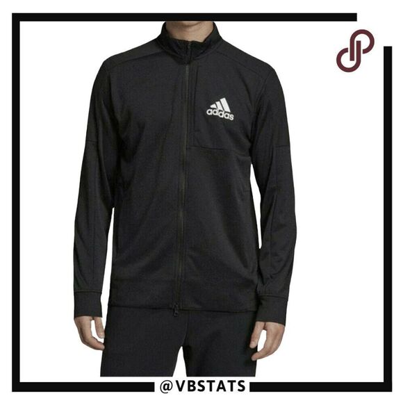 Adidas Men's Full Zip Mock Neck Track Jacket Black Size Large - Picture 2 of 10